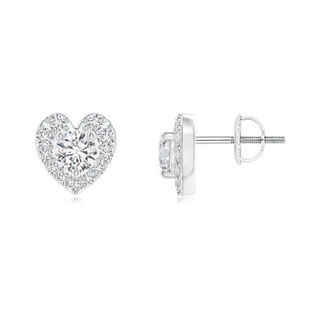 2.9mm HSI2 Diamond Stud Earrings with Heart-Shaped Halo in White Gold