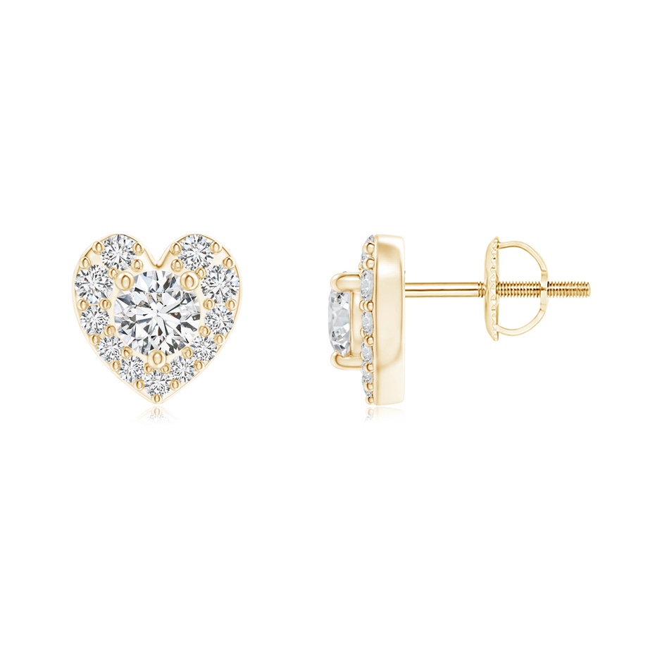 2.9mm HSI2 Diamond Stud Earrings with Heart-Shaped Halo in Yellow Gold 