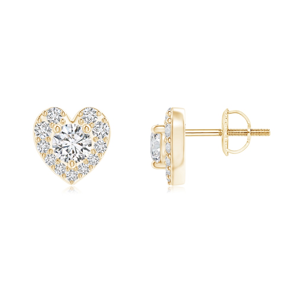 2.9mm HSI2 Diamond Stud Earrings with Heart-Shaped Halo in Yellow Gold