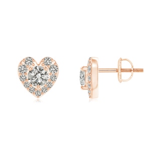 2.9mm KI3 Diamond Stud Earrings with Heart-Shaped Halo in 9K Rose Gold