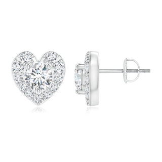 3.8mm GVS2 Diamond Stud Earrings with Heart-Shaped Halo in P950 Platinum