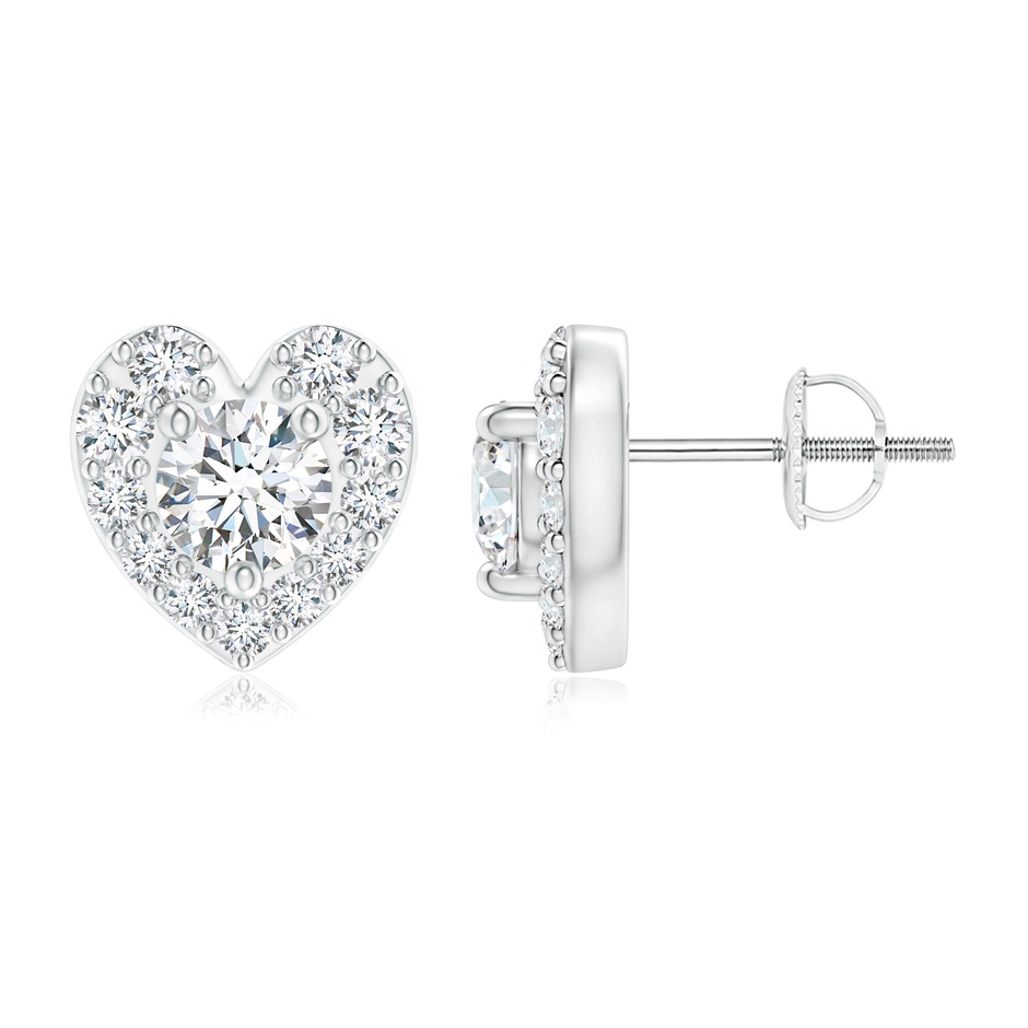 3.8mm GVS2 Diamond Stud Earrings with Heart-Shaped Halo in P950 Platinum 