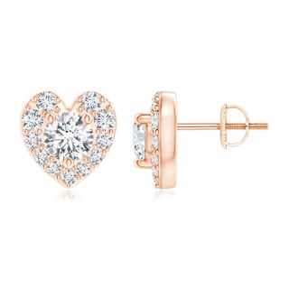 3.8mm GVS2 Diamond Stud Earrings with Heart-Shaped Halo in Rose Gold