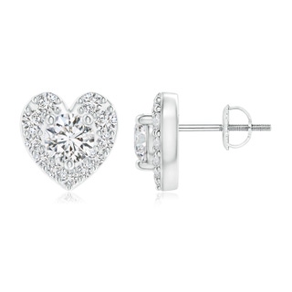 3.8mm HSI2 Diamond Stud Earrings with Heart-Shaped Halo in White Gold
