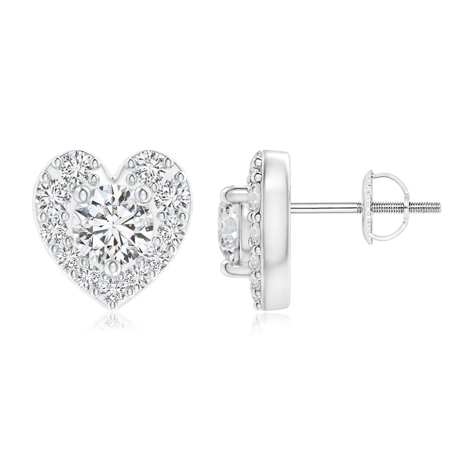 3.8mm HSI2 Diamond Stud Earrings with Heart-Shaped Halo in White Gold 