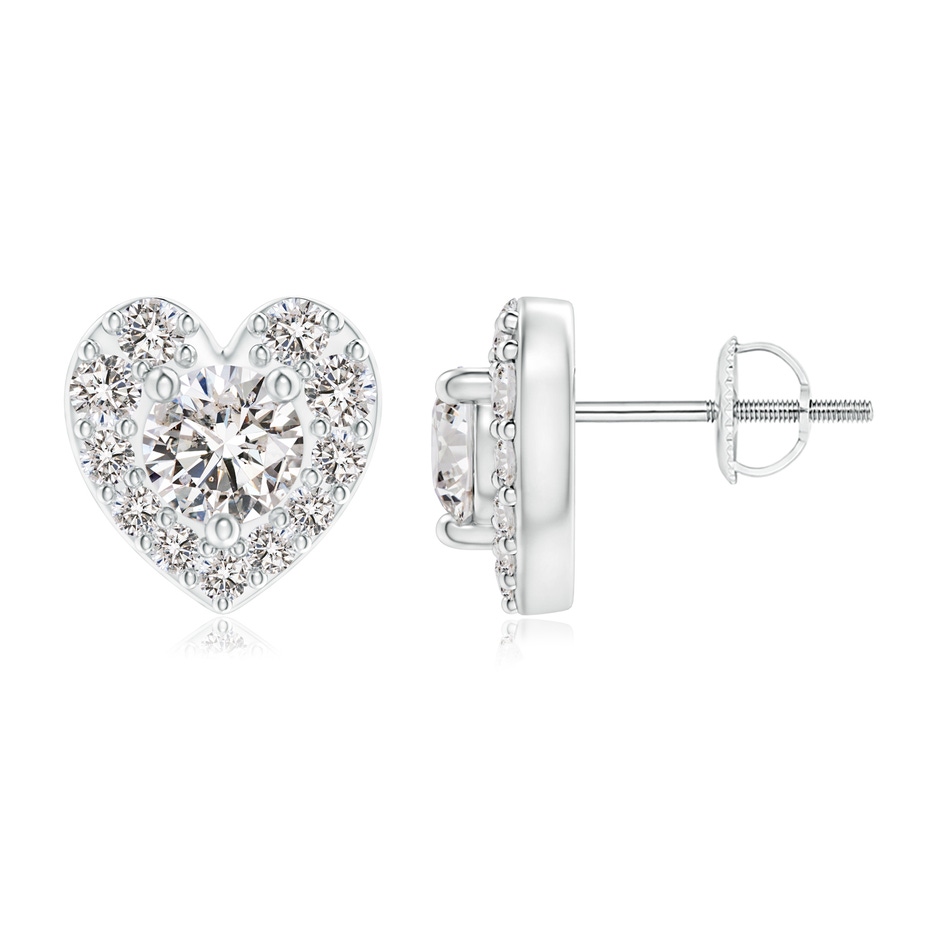 3.8mm IJI1I2 Diamond Stud Earrings with Heart-Shaped Halo in White Gold 