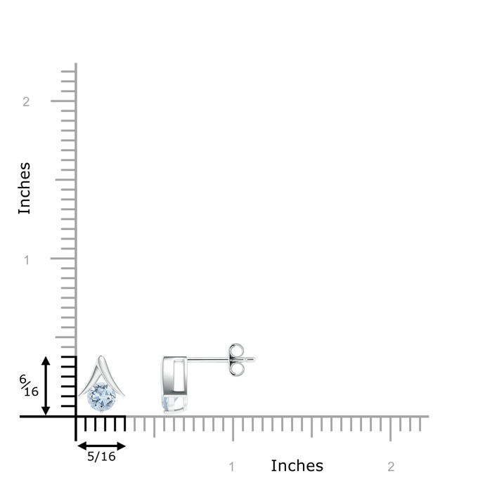 5mm A Round Aquamarine Inverted 'V' Stud Earrings in S999 Silver product image