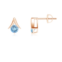 Fashion Studs Rose Gold Aquamarine Earrings