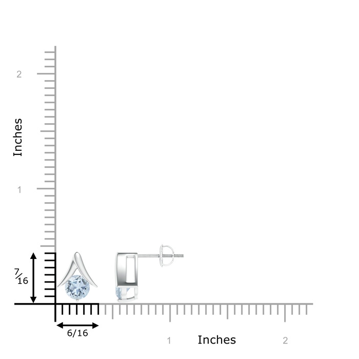 6mm A Round Aquamarine Inverted 'V' Stud Earrings in White Gold product image