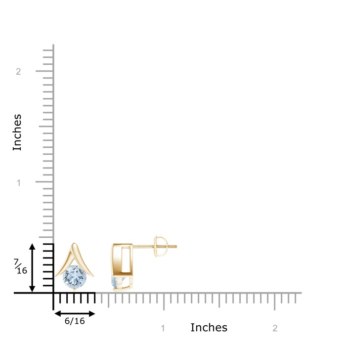 6mm A Round Aquamarine Inverted 'V' Stud Earrings in Yellow Gold product image