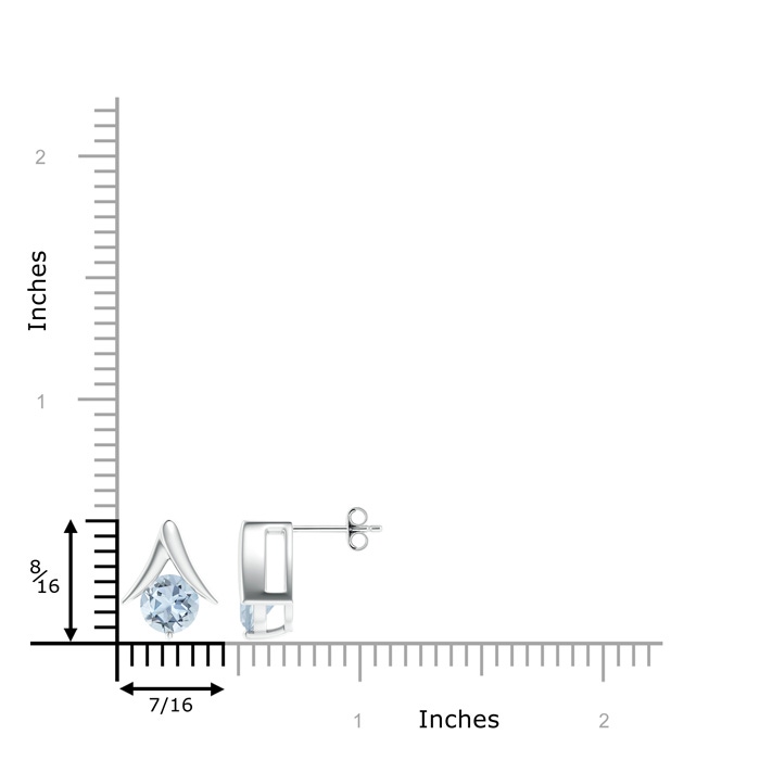 7mm A Round Aquamarine Inverted 'V' Stud Earrings in S999 Silver product image