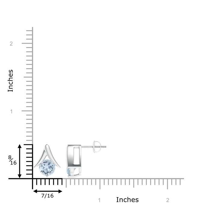 7mm A Round Aquamarine Inverted 'V' Stud Earrings in White Gold product image