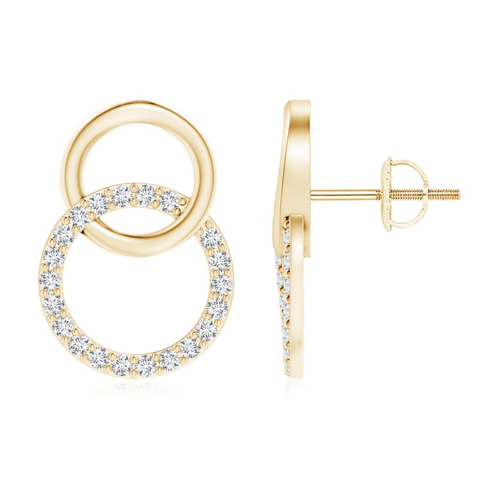 1.4mm GVS2 Diamond Twin Open Circle Stud Earrings in Yellow Gold