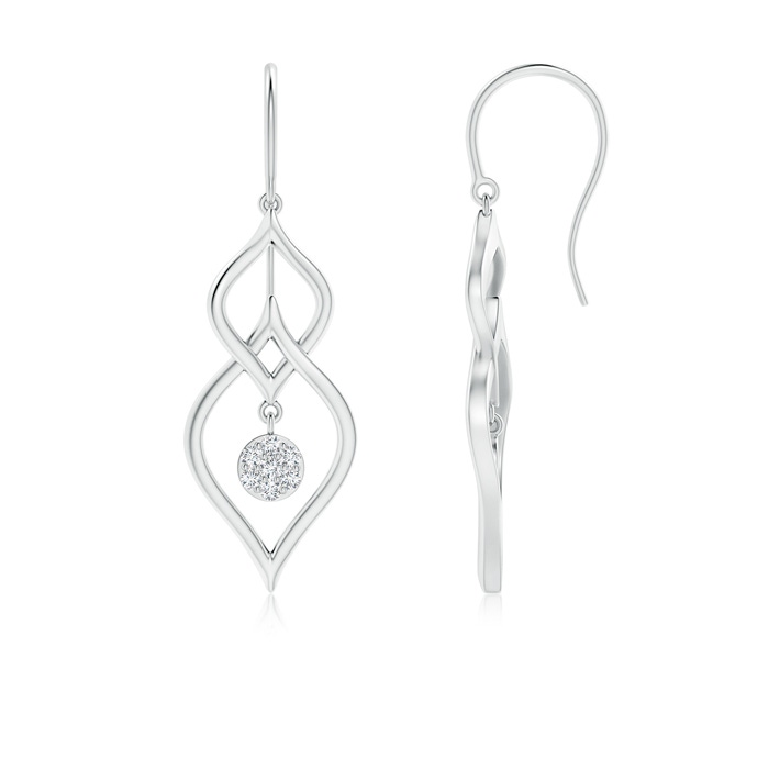 1.4mm GVS2 Diamond Clustre Earrings with Intertwined Leaf Frame in White Gold 