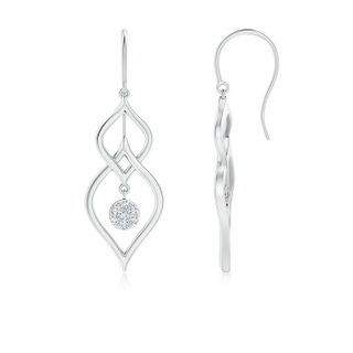 1.4mm GVS2 Diamond Clustre Earrings with Intertwined Leaf Frame in White Gold