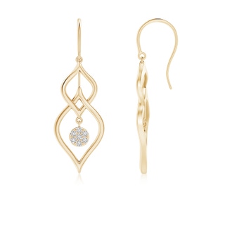 1.4mm HSI2 Diamond Clustre Earrings with Intertwined Leaf Frame in 9K Yellow Gold