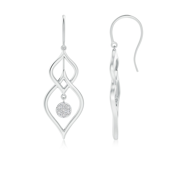 1.4mm HSI2 Diamond Clustre Earrings with Intertwined Leaf Frame in White Gold