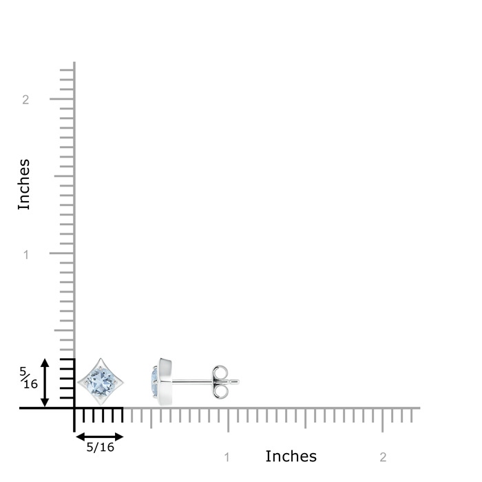 4mm A Kite-Framed Aquamarine Stud Earrings in S999 Silver product image
