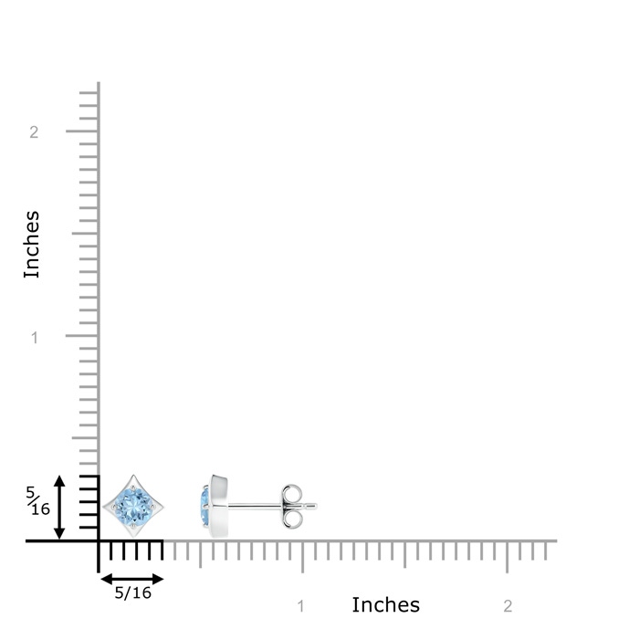 4mm AAA Kite-Framed Aquamarine Stud Earrings in S999 Silver product image