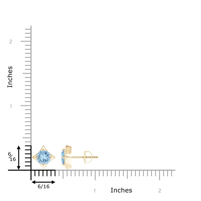 5mm AAA Kite-Framed Aquamarine Stud Earrings in Yellow Gold product image