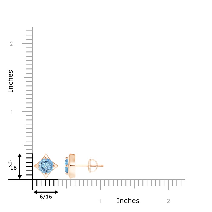 5mm AAAA Kite-Framed Aquamarine Stud Earrings in Rose Gold product image