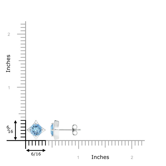 5mm AAAA Kite-Framed Aquamarine Stud Earrings in S999 Silver product image