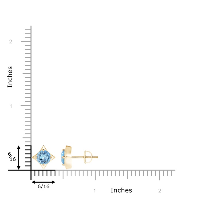 5mm AAAA Kite-Framed Aquamarine Stud Earrings in Yellow Gold product image