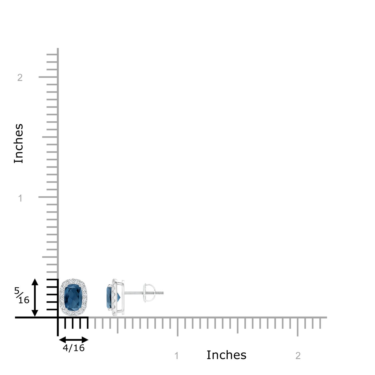 Cushion London Blue Topaz Stud Earrings with Diamond Halo