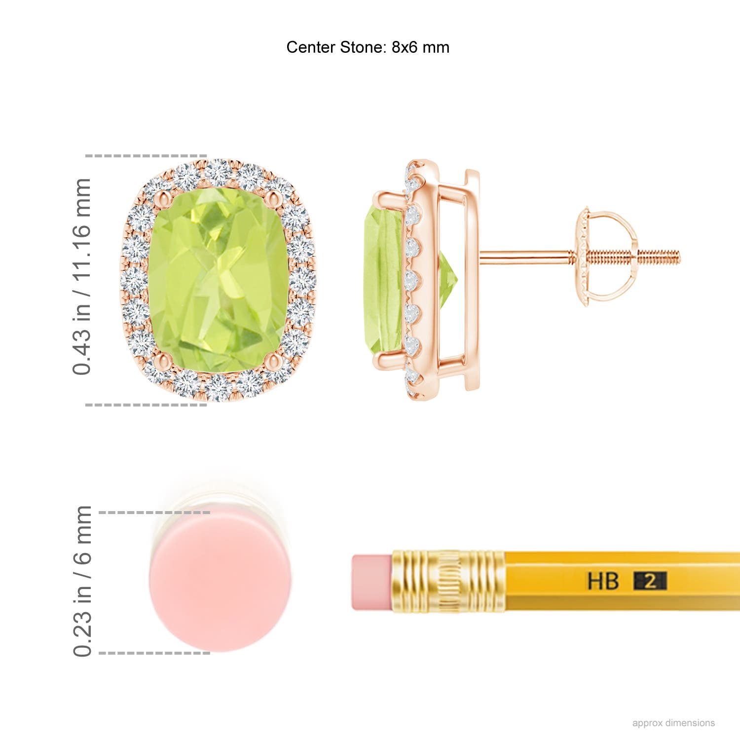 A - Peridot / 3.22 CT / 14 KT Rose Gold