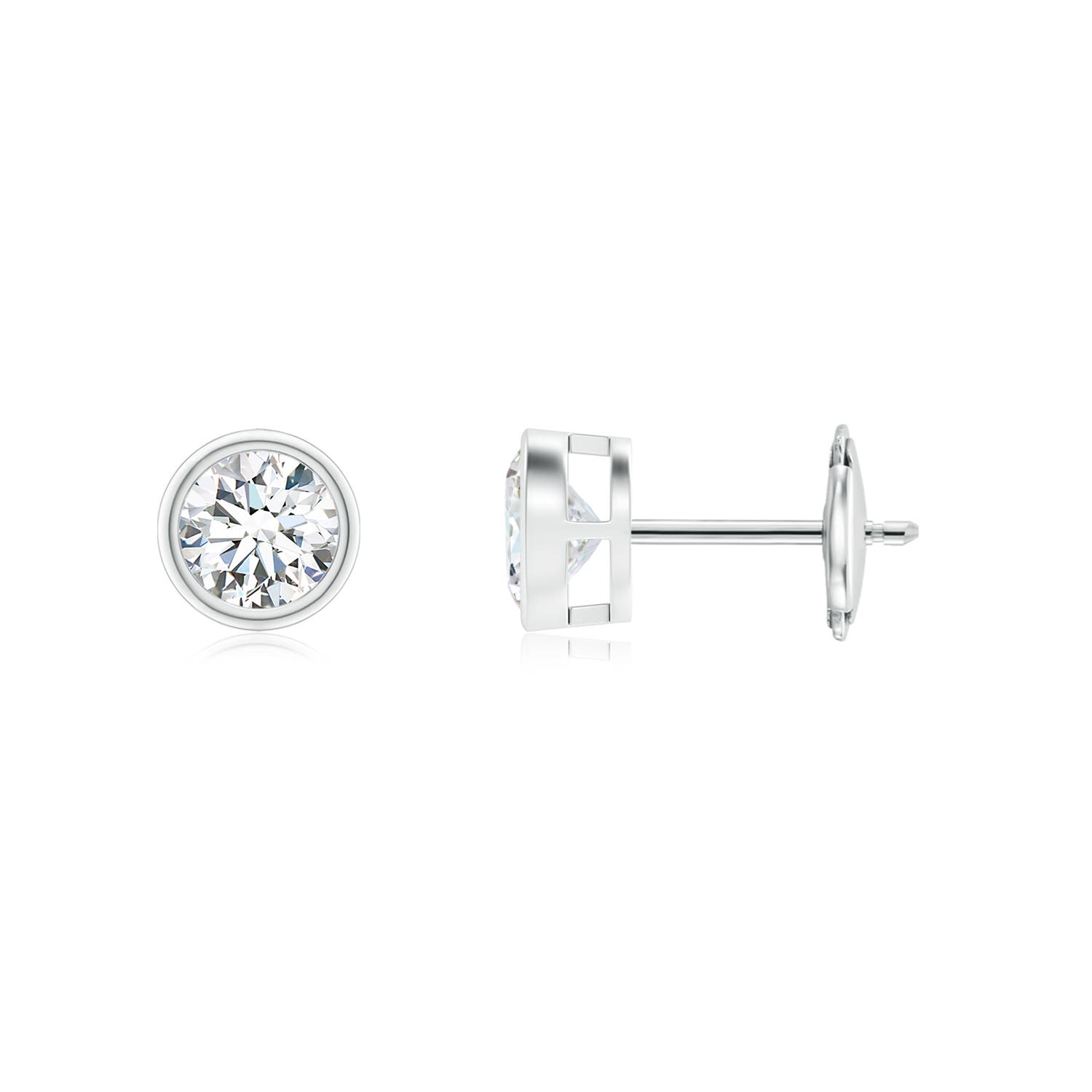 4mm GVS2 Bezel-Set Diamond Solitaire Stud Earrings in 18K White Gold