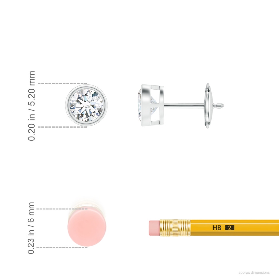 4mm GVS2 Bezel-Set Diamond Solitaire Stud Earrings in White Gold ruler