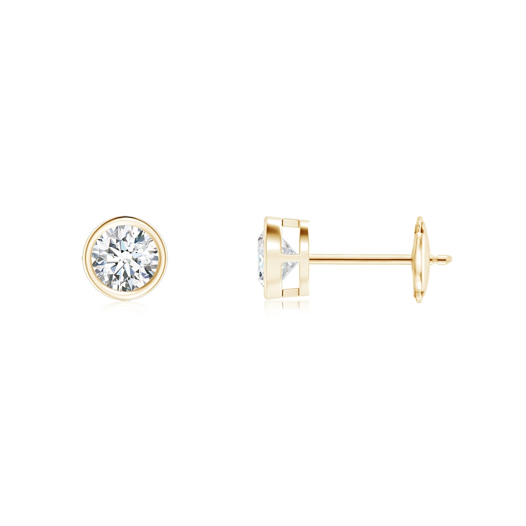 4mm GVS2 Bezel-Set Diamond Solitaire Stud Earrings in Yellow Gold