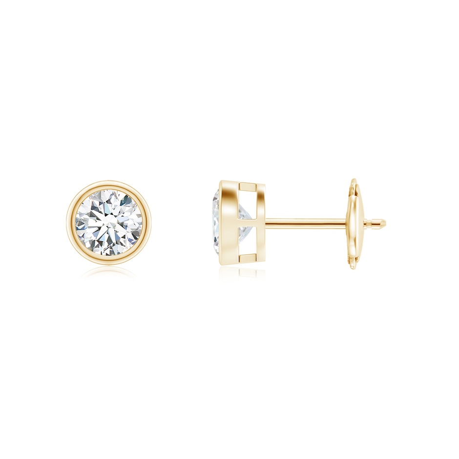 4mm GVS2 Bezel-Set Diamond Solitaire Stud Earrings in Yellow Gold 