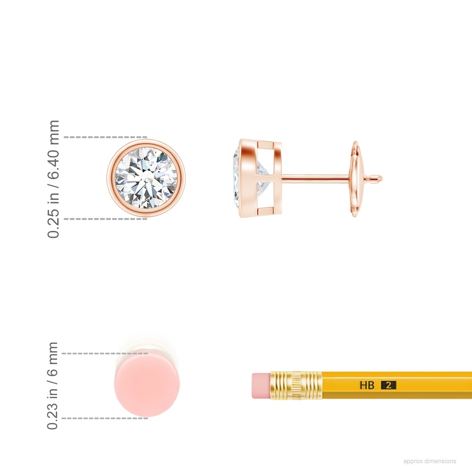 5mm GVS2 Bezel-Set Diamond Solitaire Stud Earrings in Rose Gold ruler