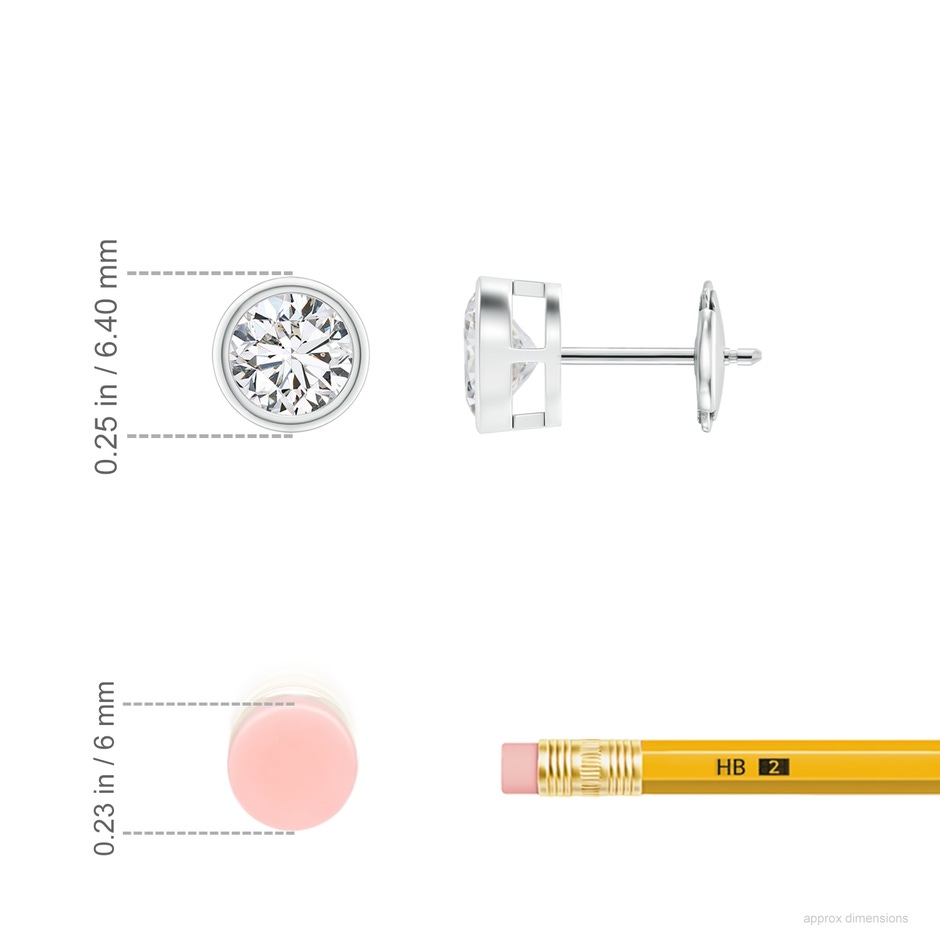 5mm HSI2 Bezel-Set Diamond Solitaire Stud Earrings in White Gold ruler