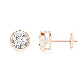 6.4mm GVS2 Bezel-Set Diamond Solitaire Stud Earrings in Rose Gold