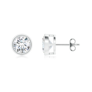 6.4mm GVS2 Bezel-Set Diamond Solitaire Stud Earrings in S999 Silver