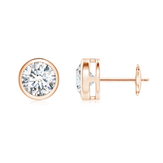 7.4mm GVS2 Bezel-Set Diamond Solitaire Stud Earrings in Rose Gold