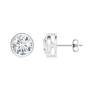 7.4mm GVS2 Bezel-Set Diamond Solitaire Stud Earrings in S999 Silver