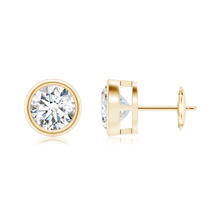 7.4mm GVS2 Bezel-Set Diamond Solitaire Stud Earrings in Yellow Gold 
