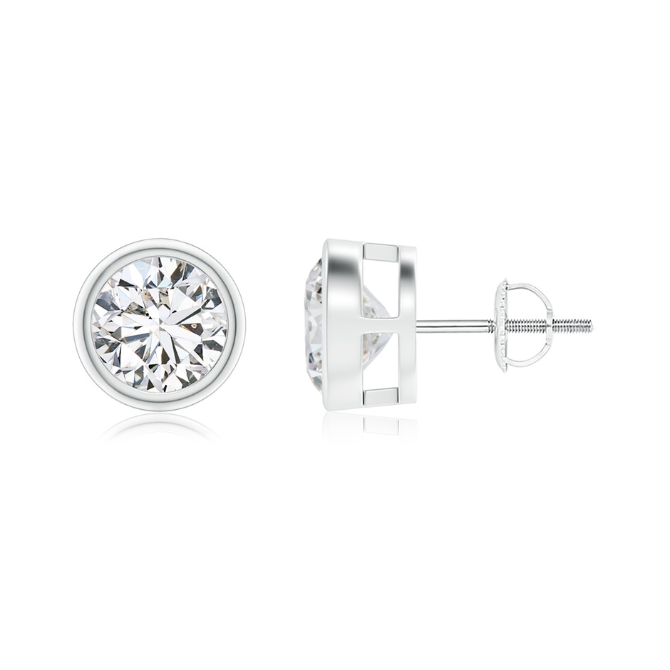 7.4mm HSI2 Bezel-Set Diamond Solitaire Stud Earrings in P950 Platinum 