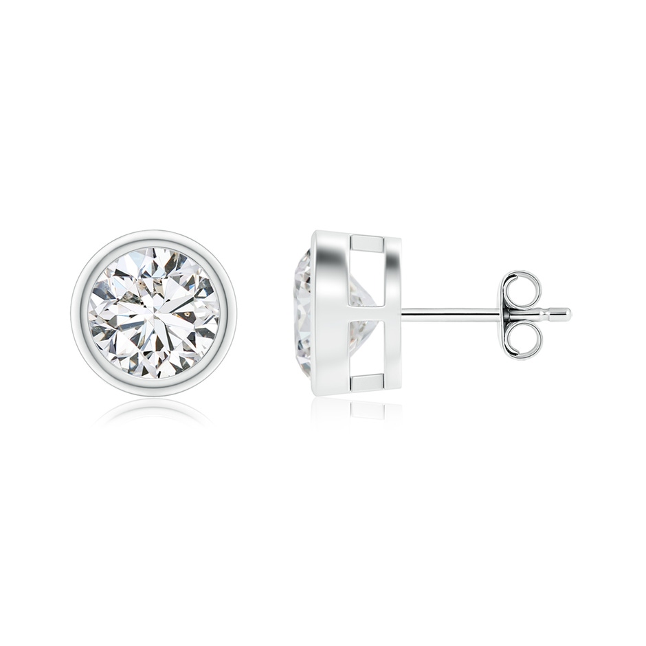7.4mm HSI2 Bezel-Set Diamond Solitaire Stud Earrings in S999 Silver 