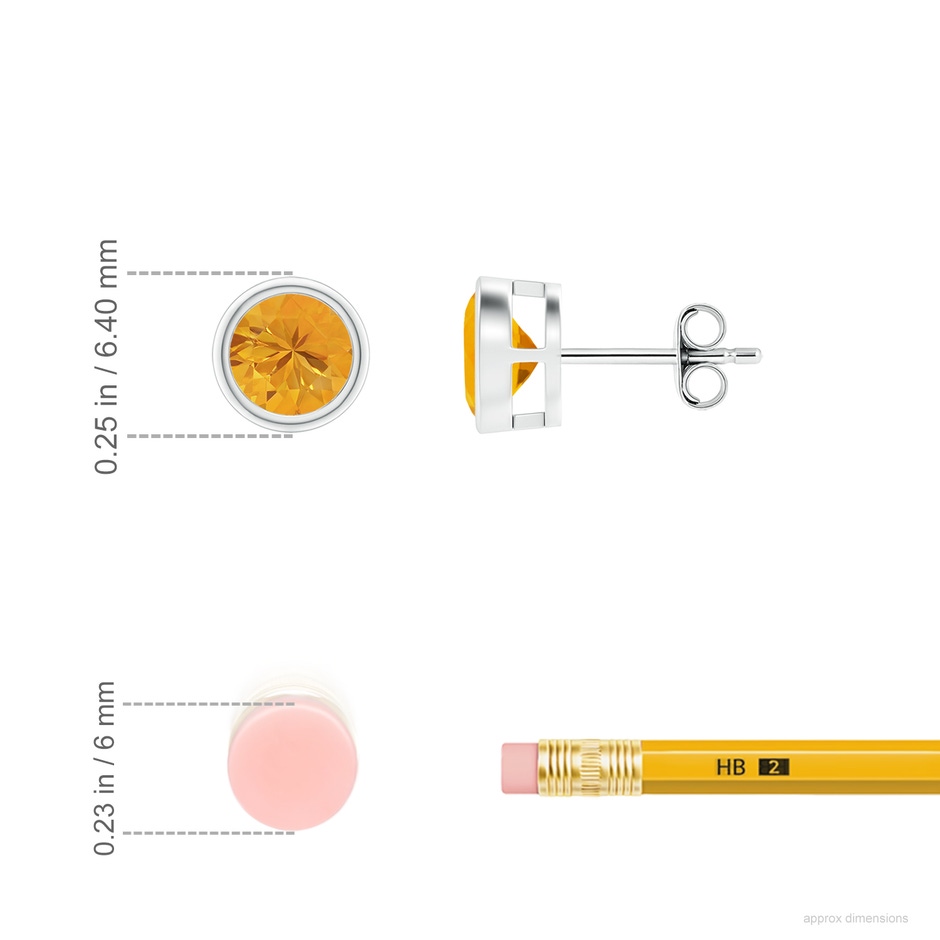 5mm A Bezel-Set Fire Opal Solitaire Stud Earrings in S999 Silver ruler
