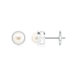 Classic White Gold Freshwater Pearl Earrings