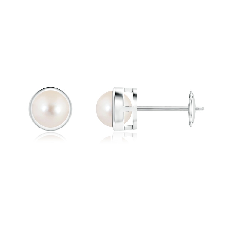 Bezel-Set Freshwater Pearl Solitaire Stud Earrings