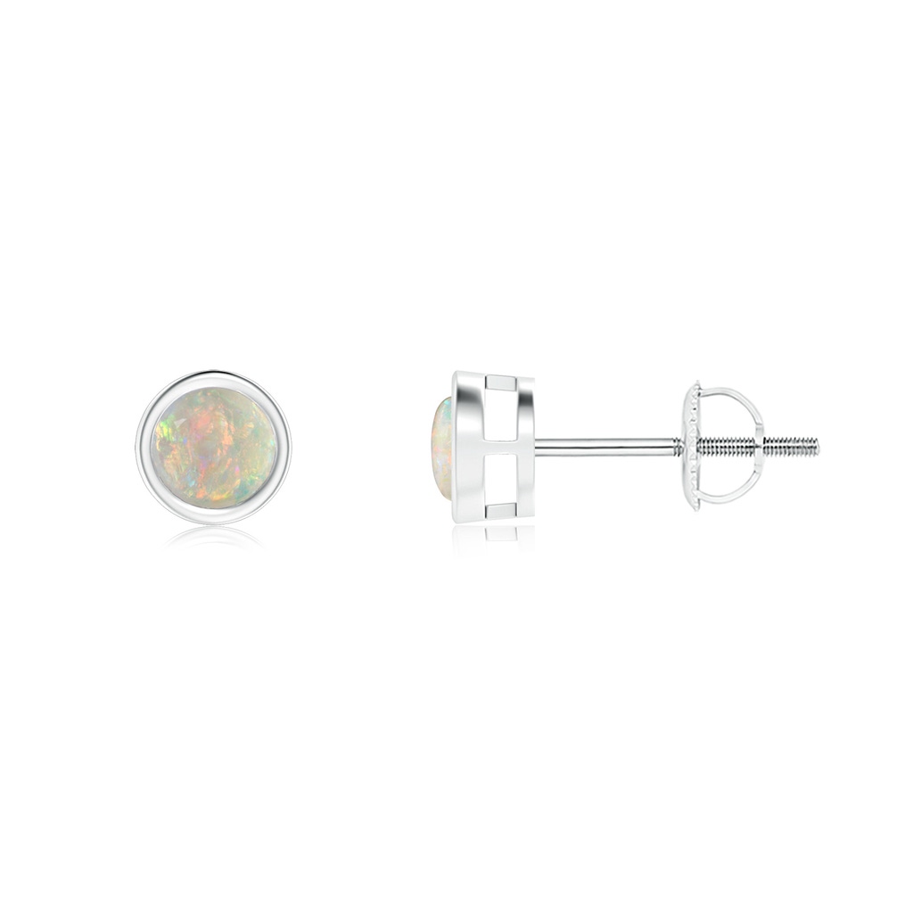 4mm AAAA Bezel-Set Opal Solitaire Stud Earrings in P950 Platinum