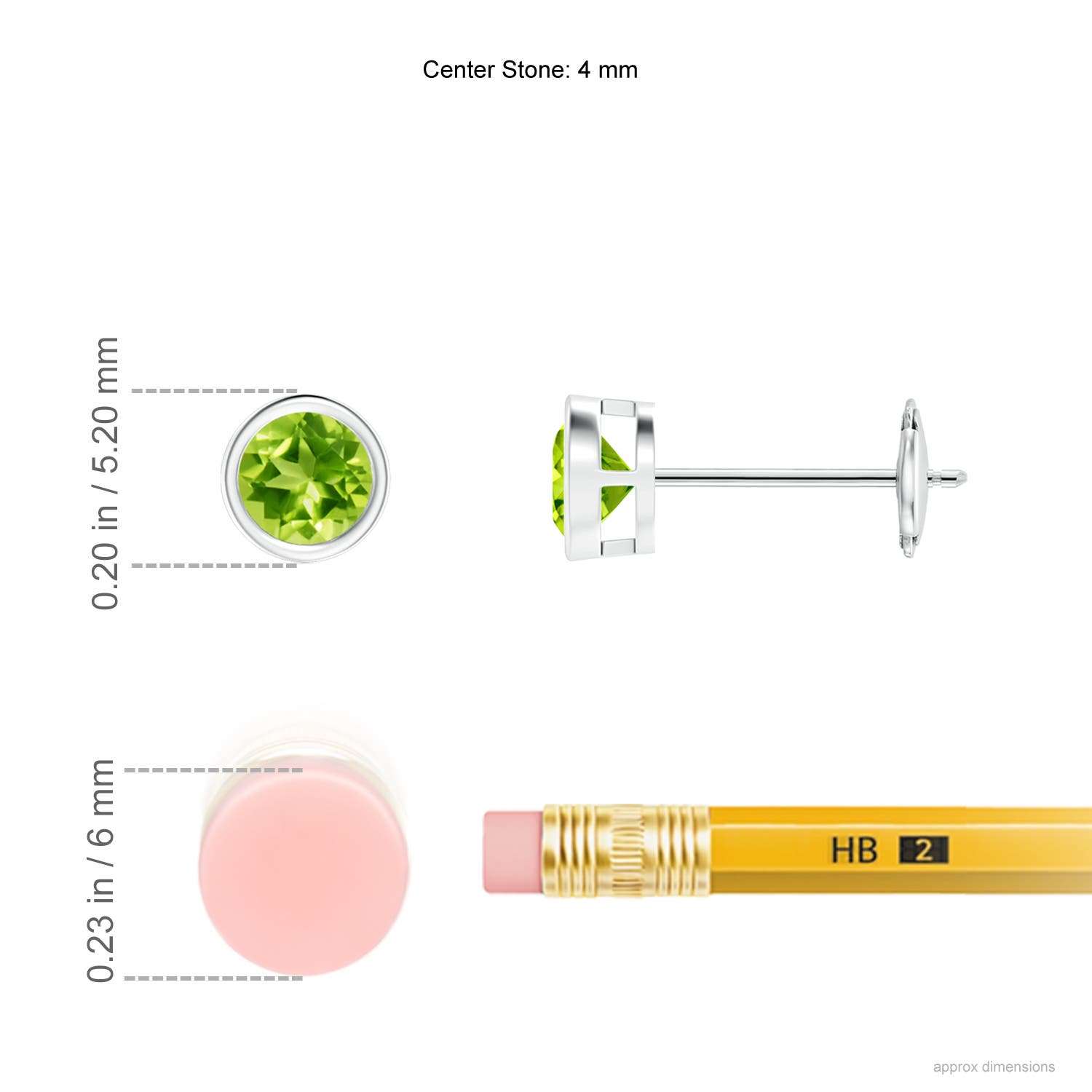 AAA - Peridot / 0.6 CT / 14 KT White Gold