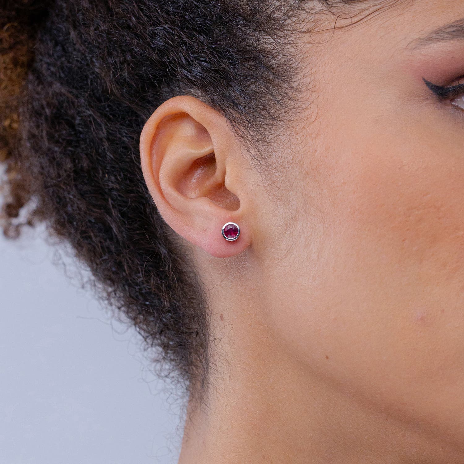 Bezel-Set Ruby Solitaire Stud Earrings