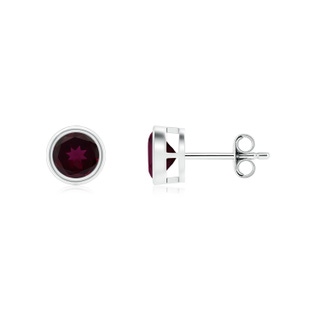 4mm A Bezel-Set Rhodolite Solitaire Stud Earrings in S999 Silver