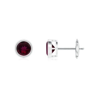 4mm AA Bezel-Set Rhodolite Solitaire Stud Earrings in White Gold